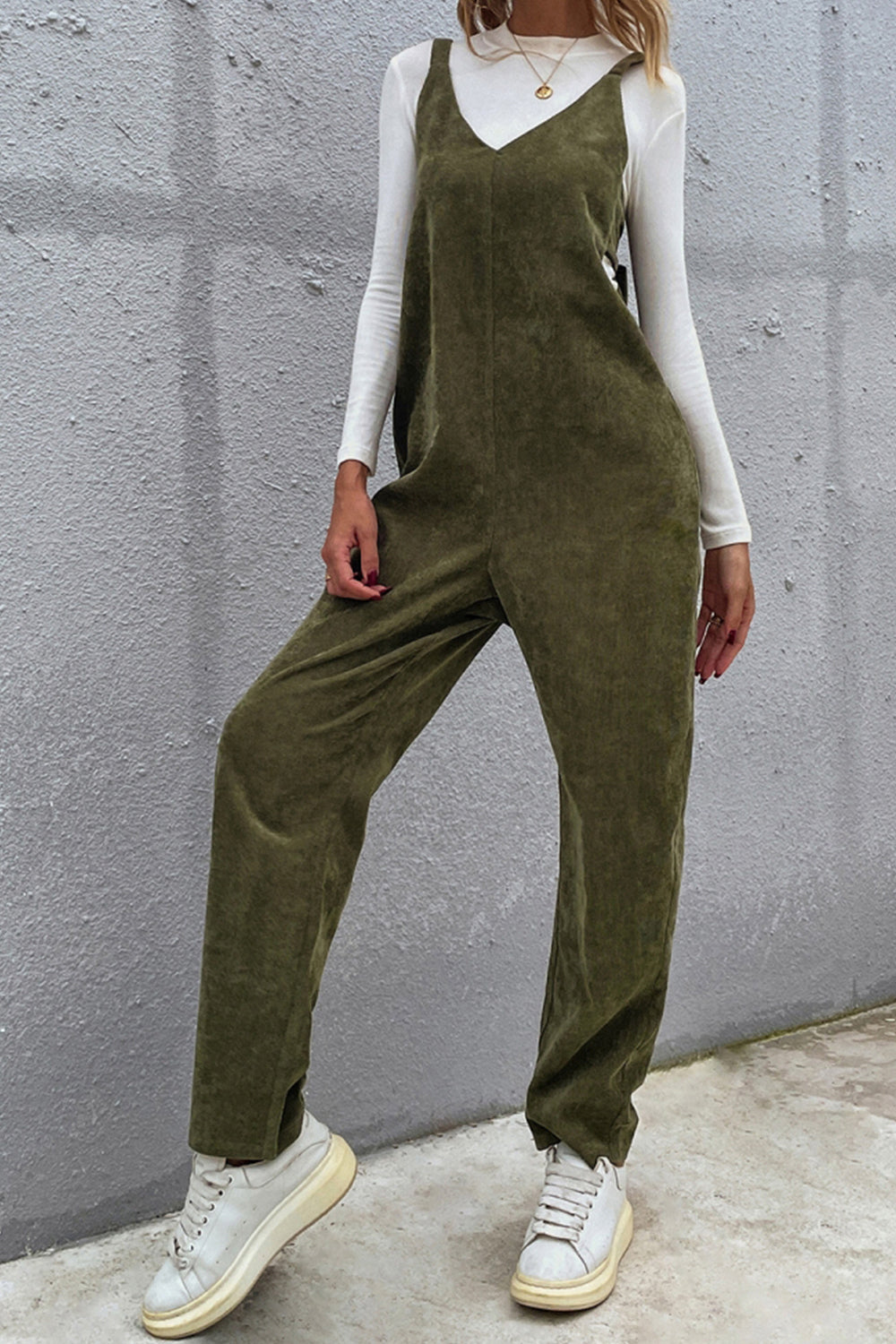 Solid Color Bow Jumpsuit