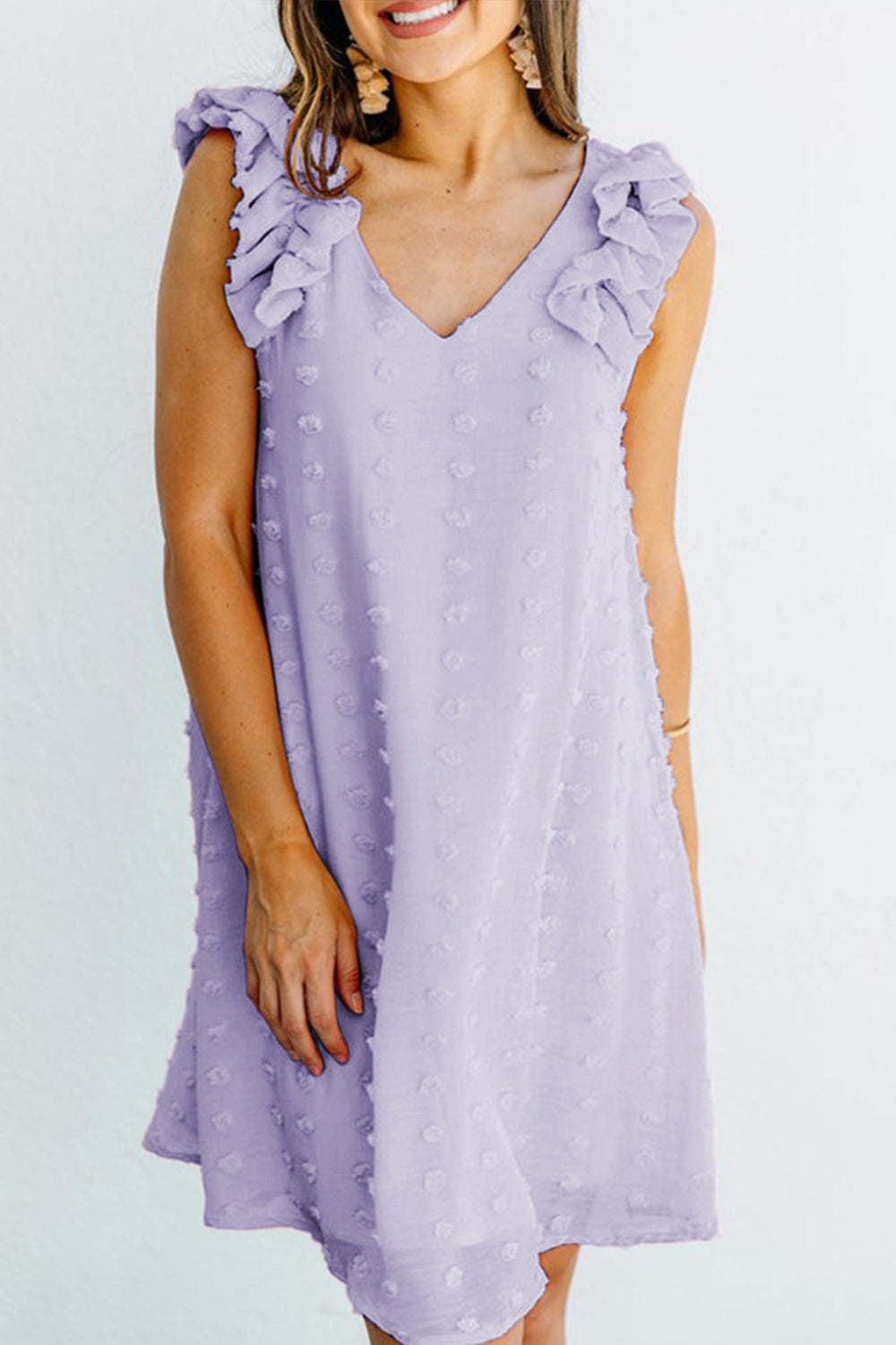 Ruffled Jacquard Chiffon Dress