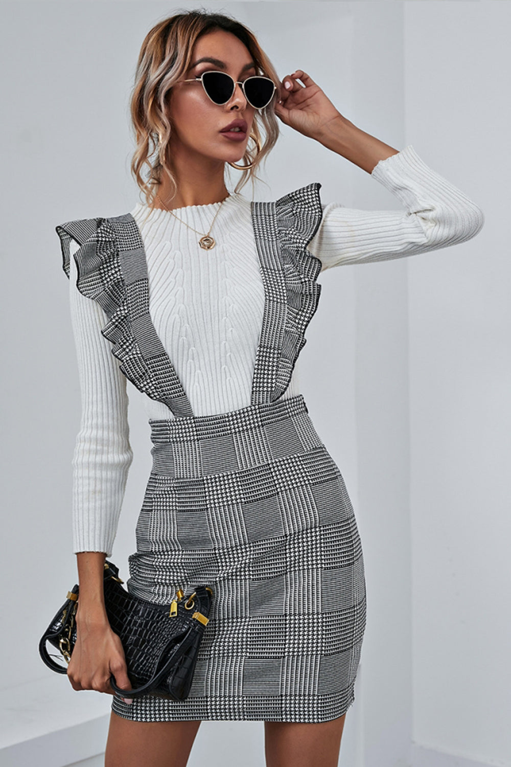 Houndstooth Suspender Dress