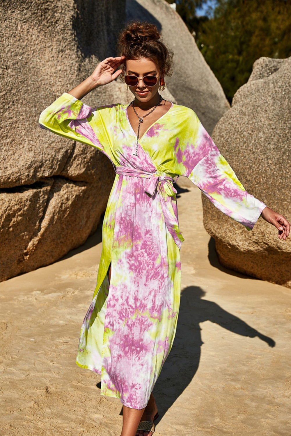 Tie-Dye Printed Split Dress