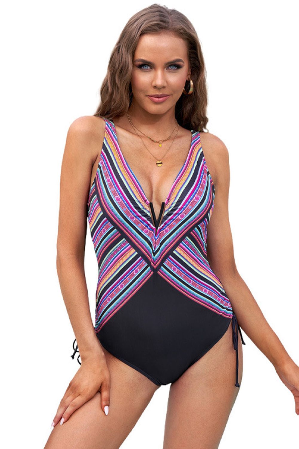 Print Slim One-Piece Swimsuit