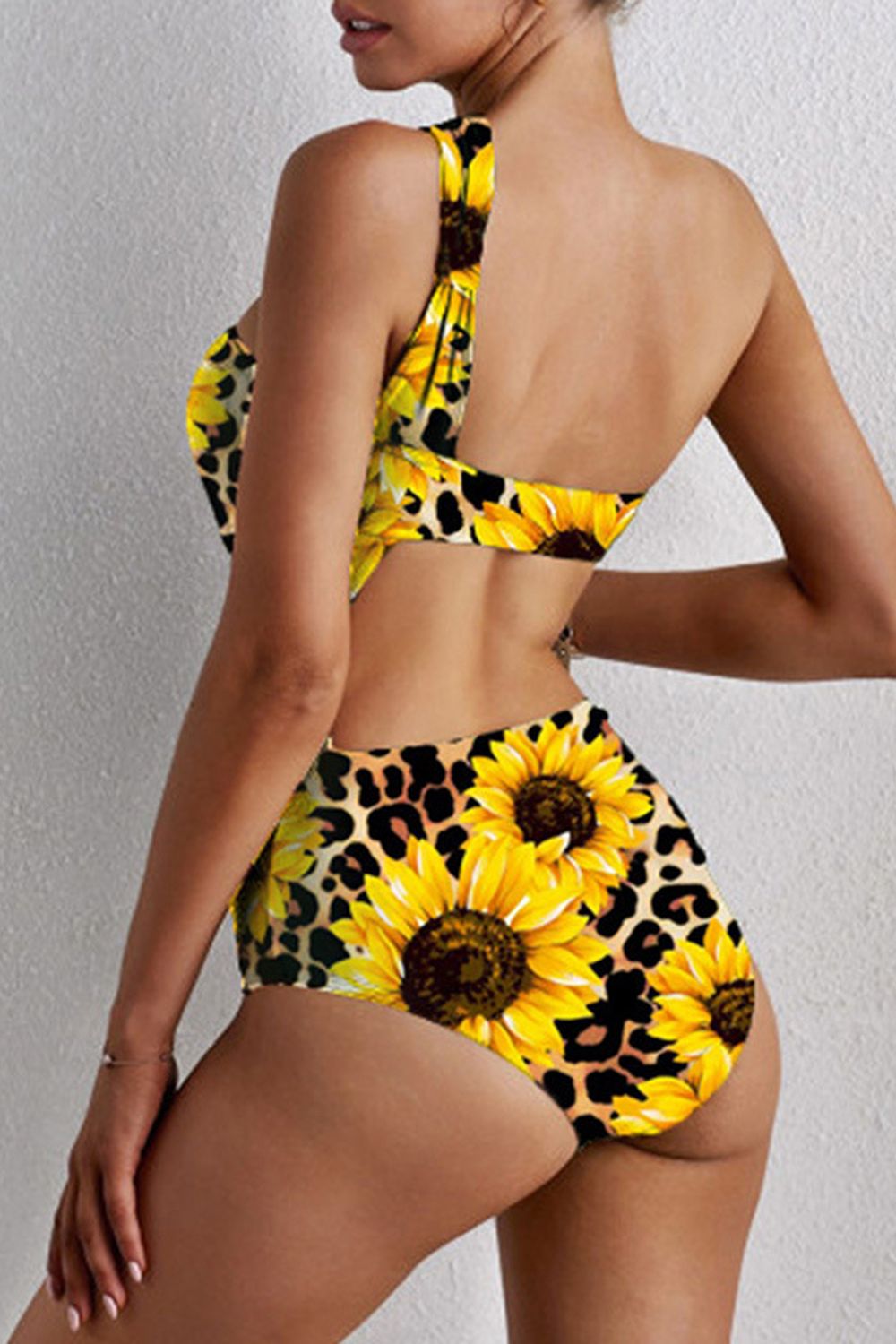 Sunflower One-Shouder One-Piece Bikini