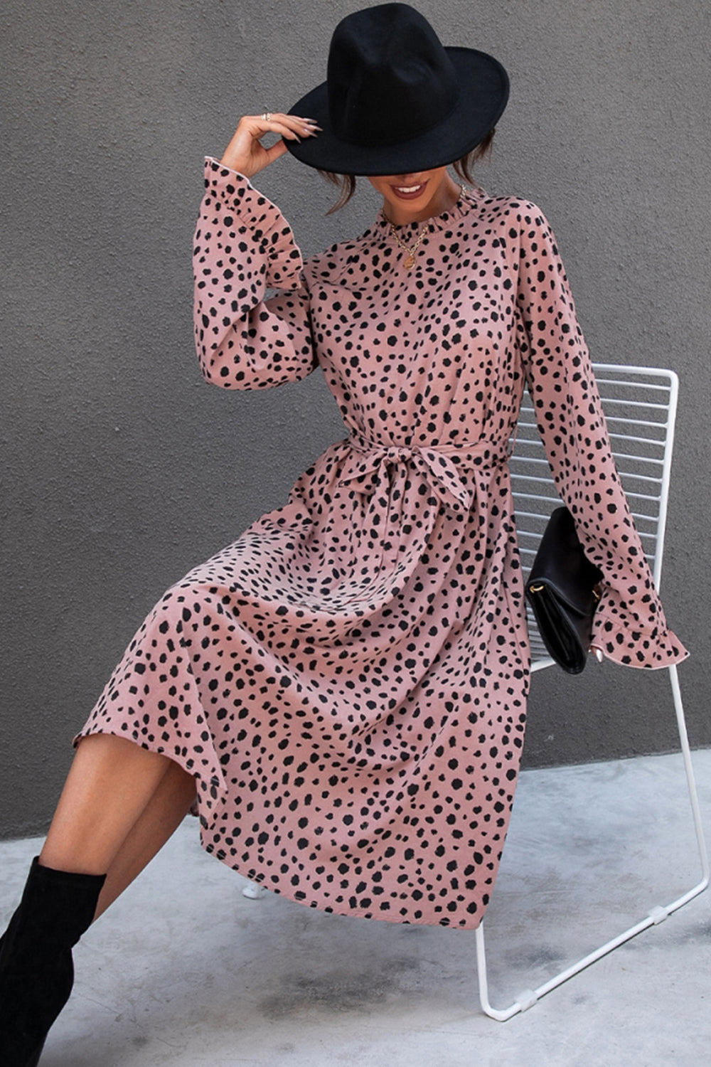 Long-Sleeved Printed Dress