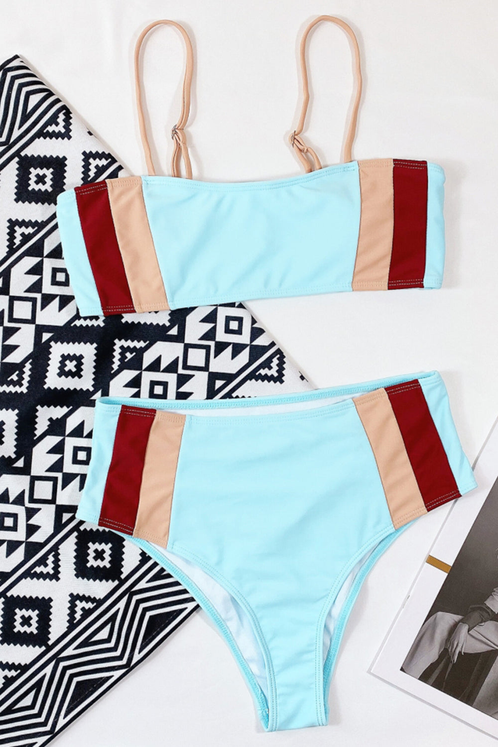 Patchwork High-Waisted Bikini