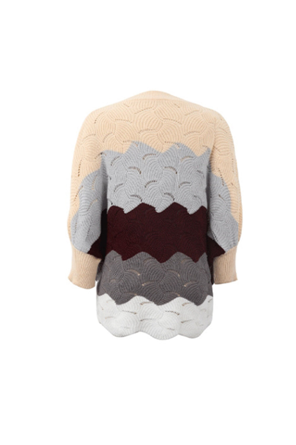 Bat Sleeve Contrast Hollow Knit Sweater