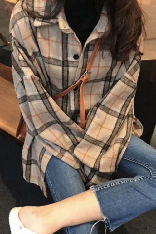 Hong Kong Style Frosted Plaid Shirt