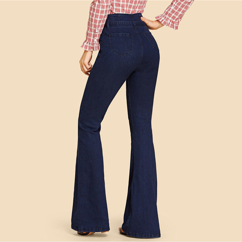 Streetwear Belt Wide-leg Jeans