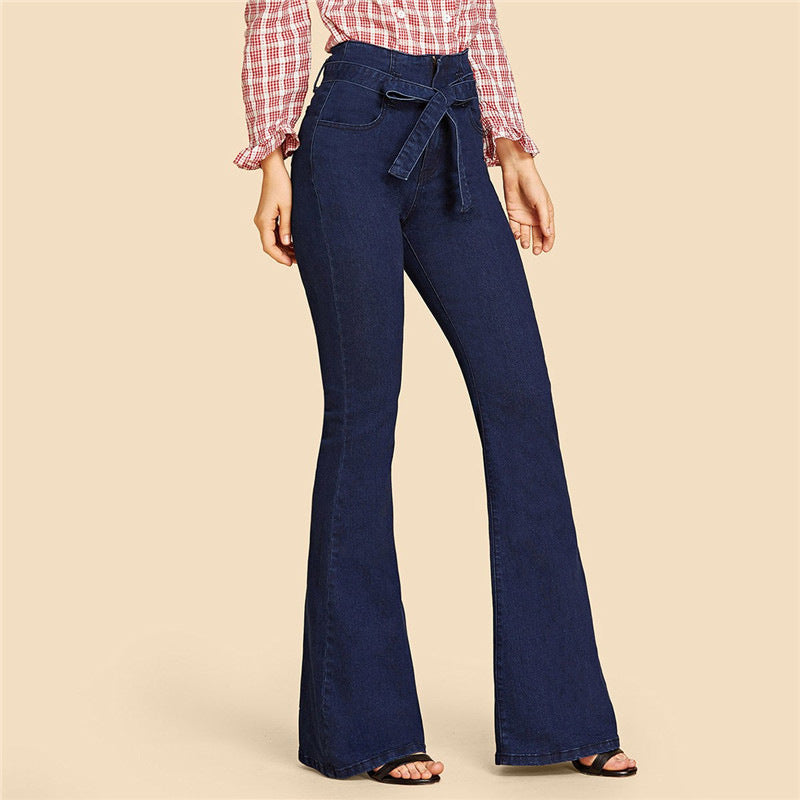 Streetwear Belt Wide-leg Jeans