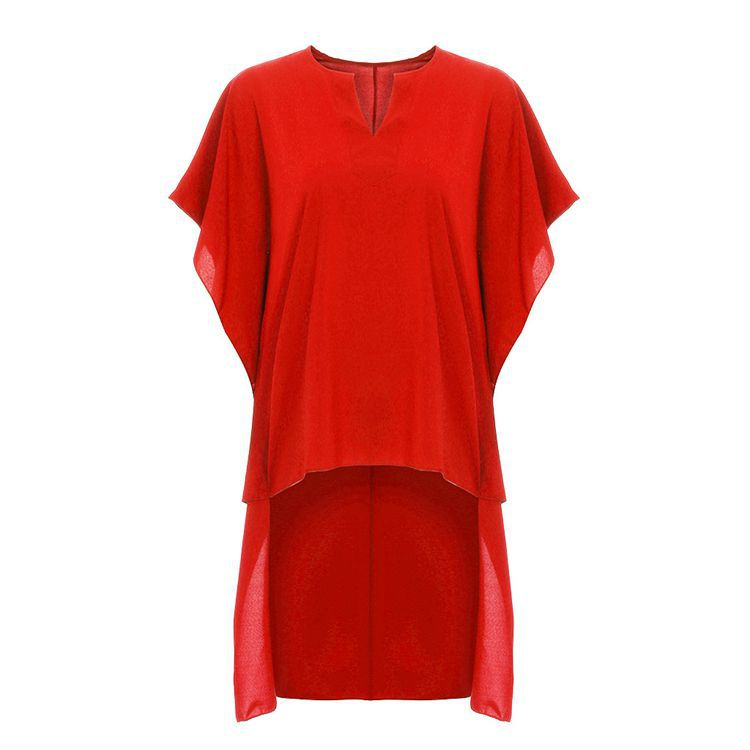 Asymmetric V-neck Loose Raglan Top