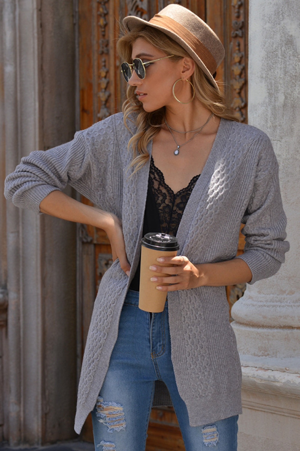 Solid Color Medium-length Cardigan