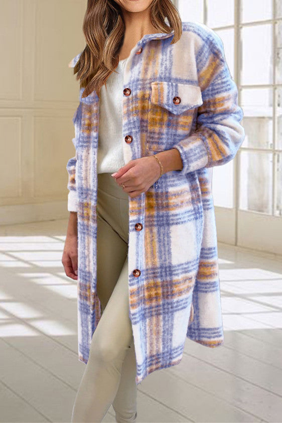 Chic Plaid Tweed Long Coat