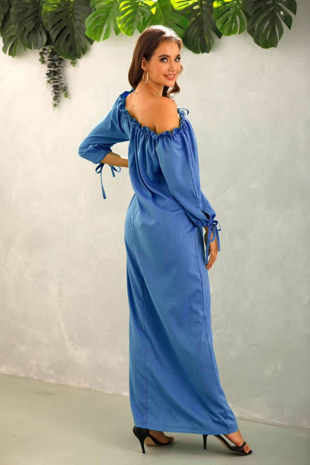 Off The Should Solid Color Long Dress