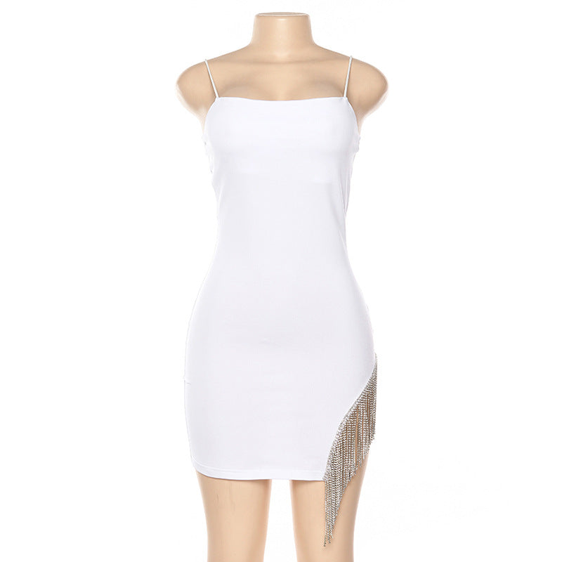 Tassel Strapless Sleeveless Bodycon Dress