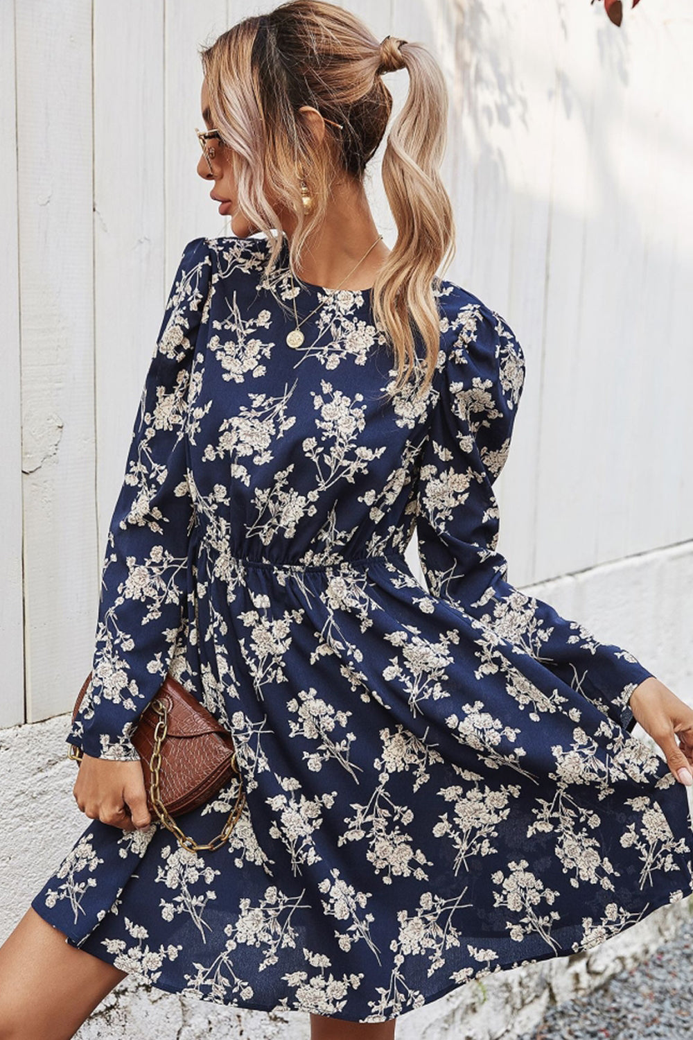 Slim Print Long Sleeve Dress