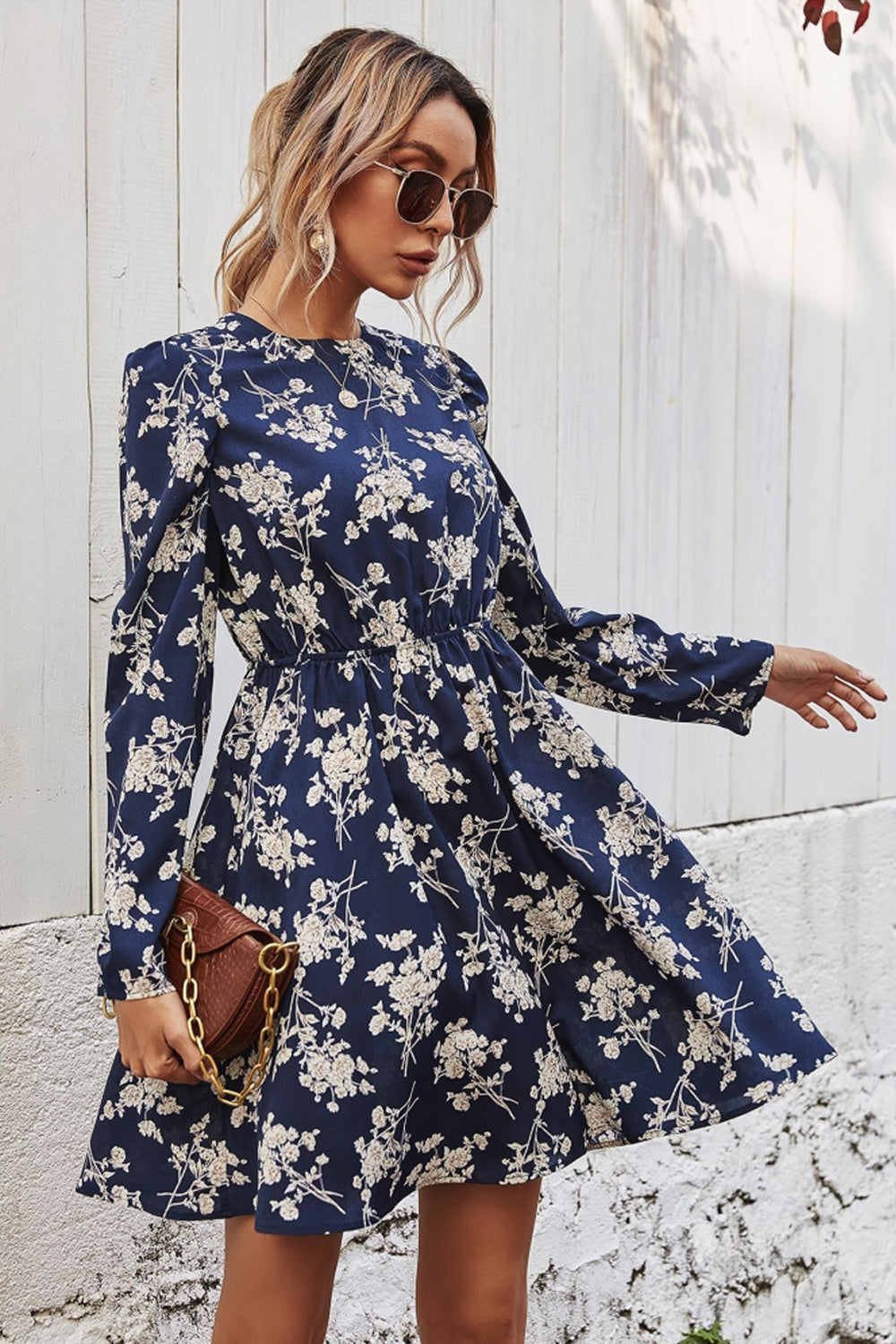 Slim Print Long Sleeve Dress