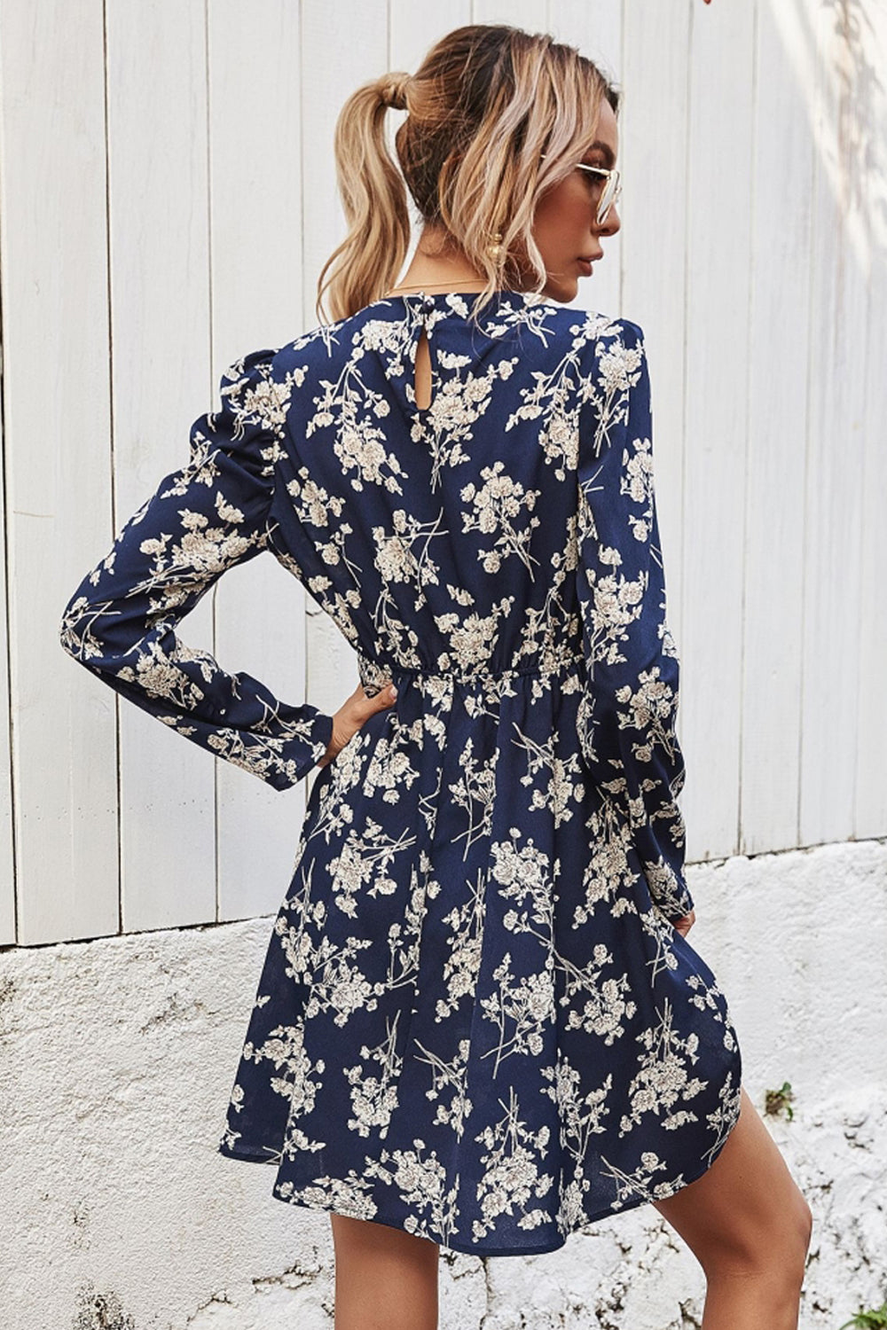 Slim Print Long Sleeve Dress