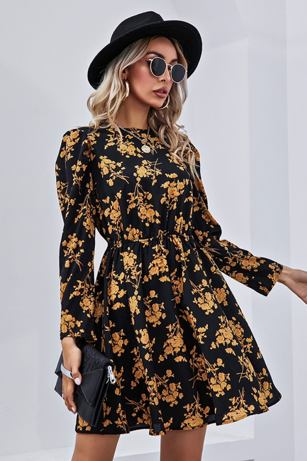 Slim Print Long Sleeve Dress