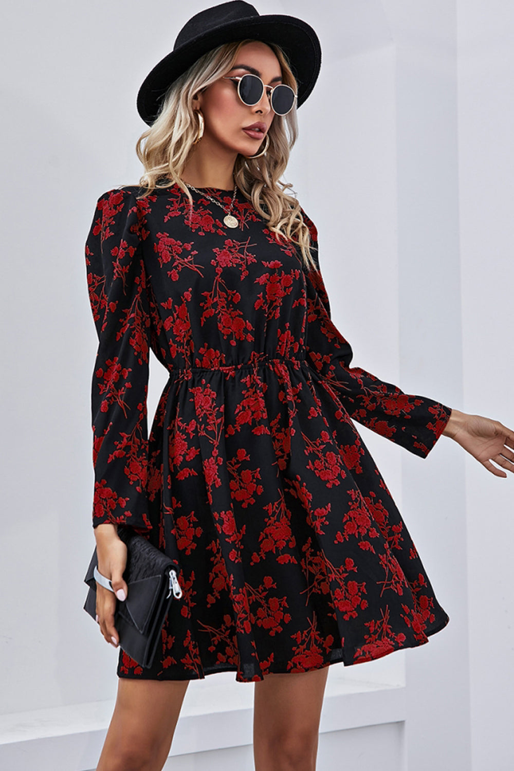 Slim Print Long Sleeve Dress