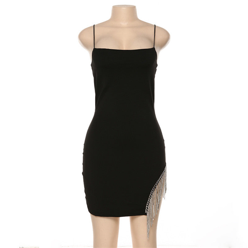 Tassel Strapless Sleeveless Bodycon Dress