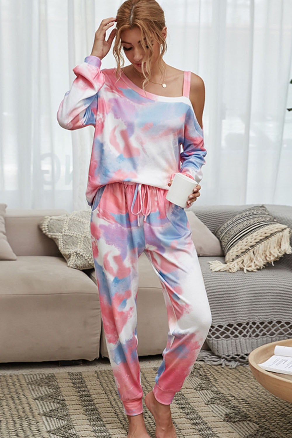 Tie-Dye One Shoulder Sling Suit