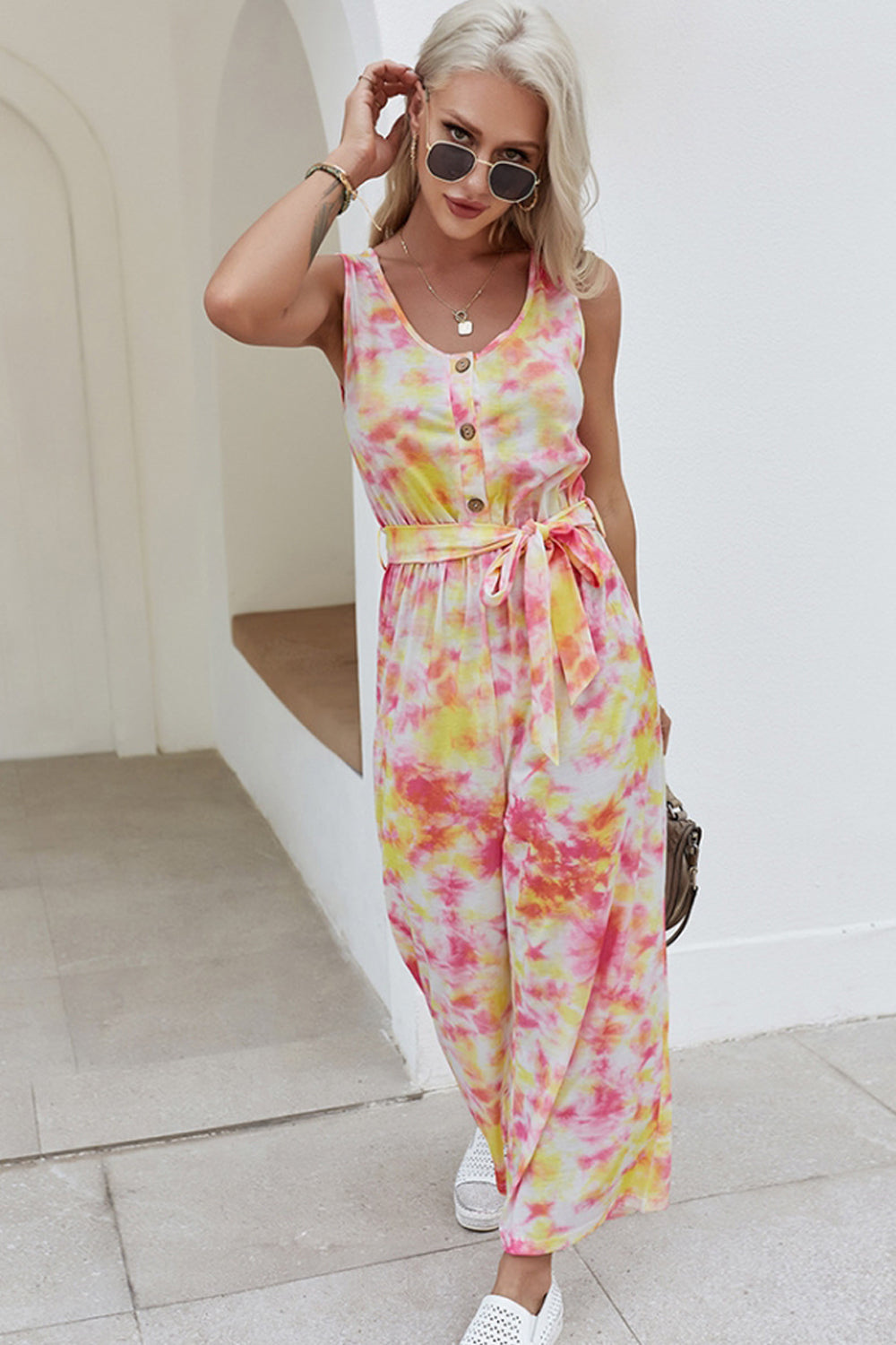 Tie-Dye Tie Jumpsuit