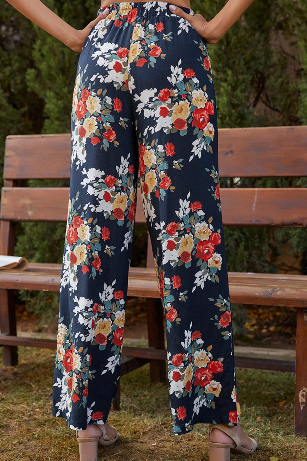 High Waist Loose Holiday Print Trousers