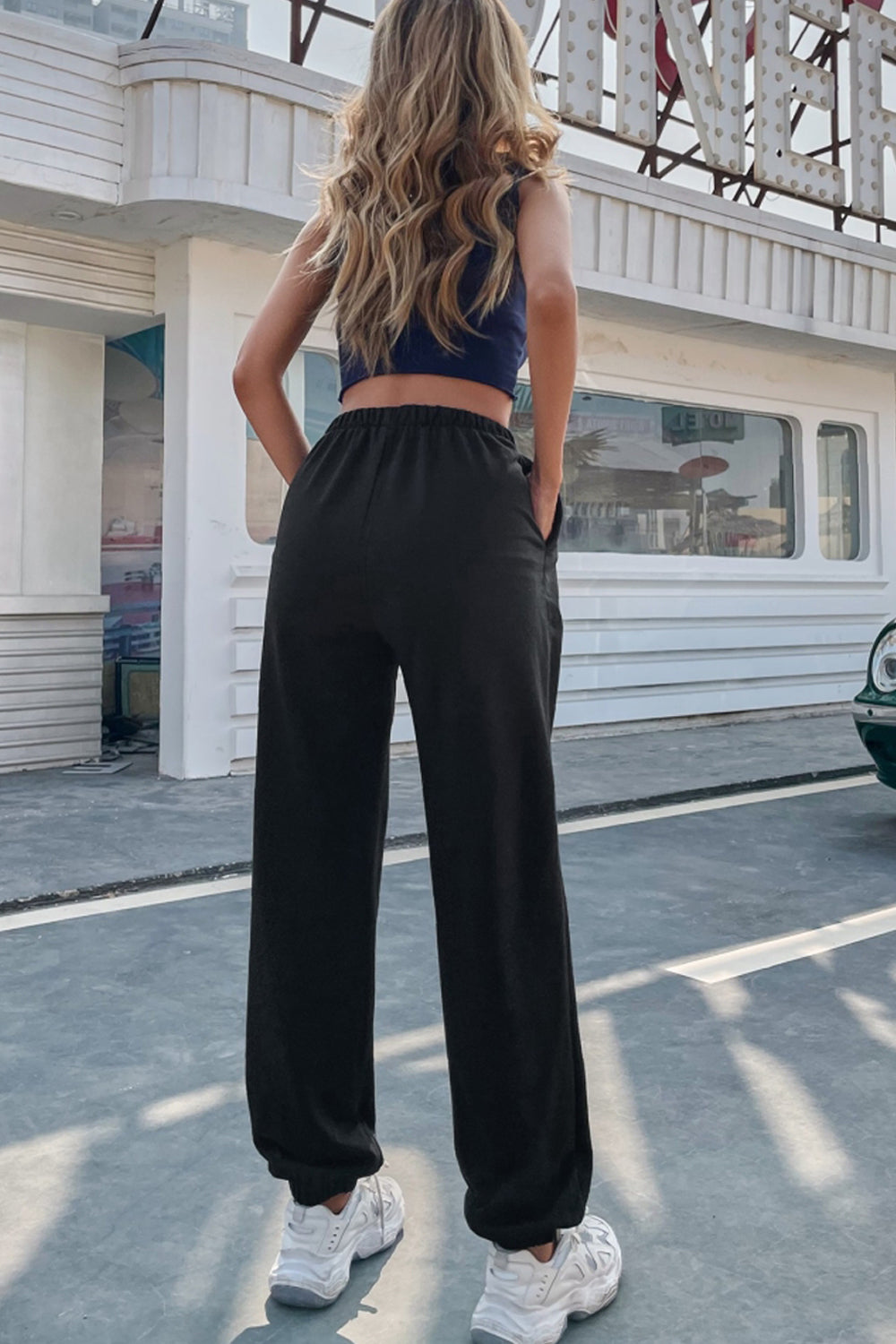 High-Waisted Patterned Sports Trousers