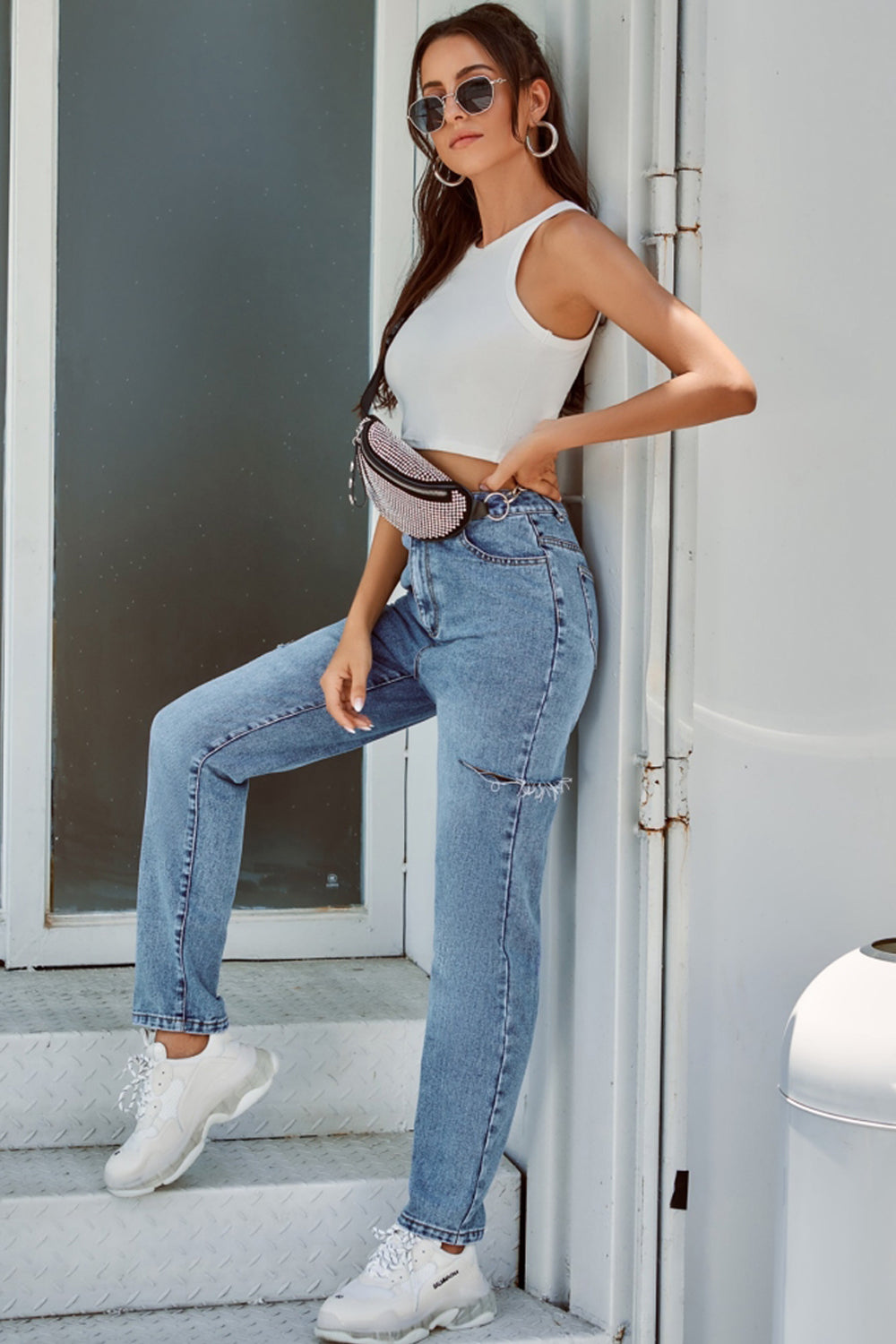 Vintage Ripped High-Waisted Jeans