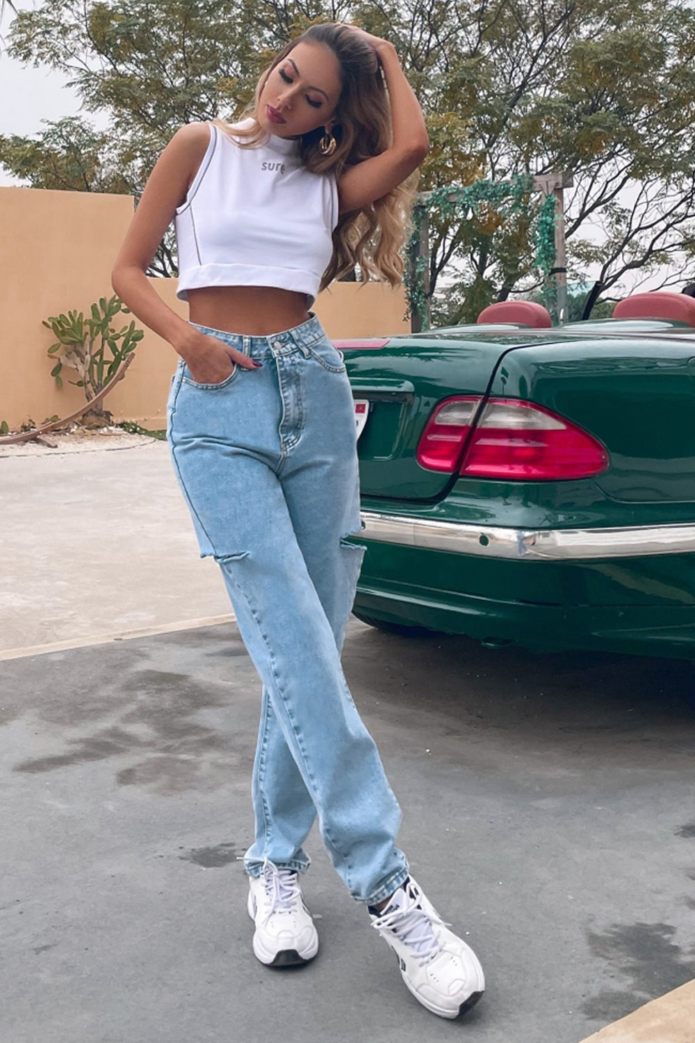 Vintage Ripped High-Waisted Jeans