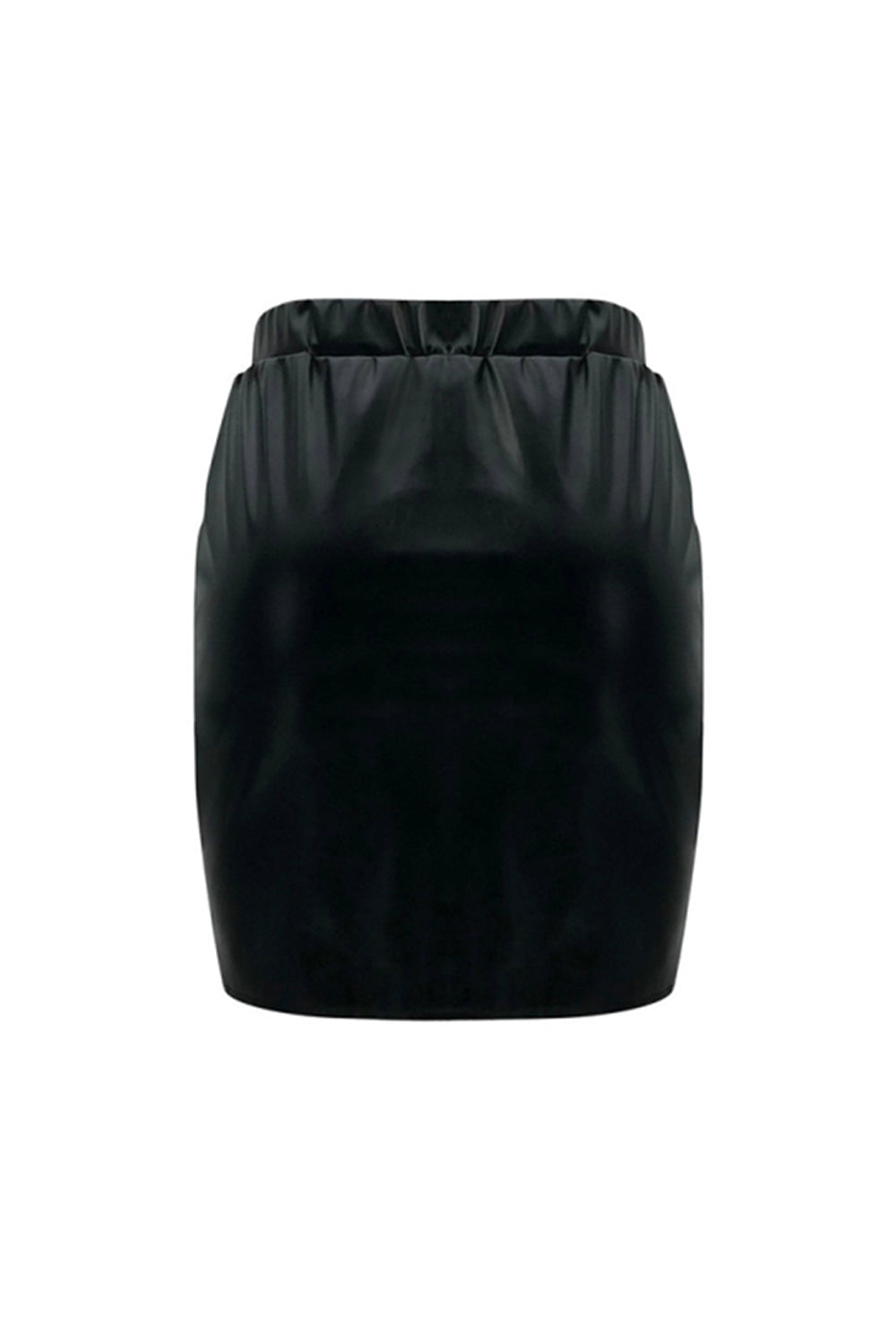 Pleated Cross Cut Leather Skirt