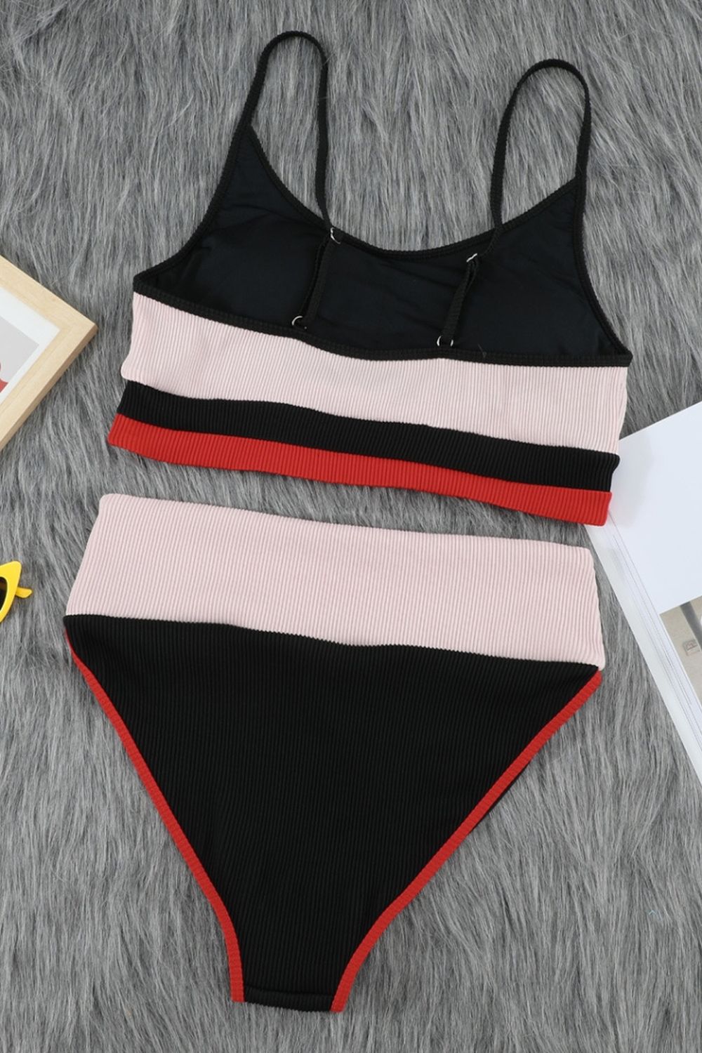 High-Waisted Sling Striped Bikini