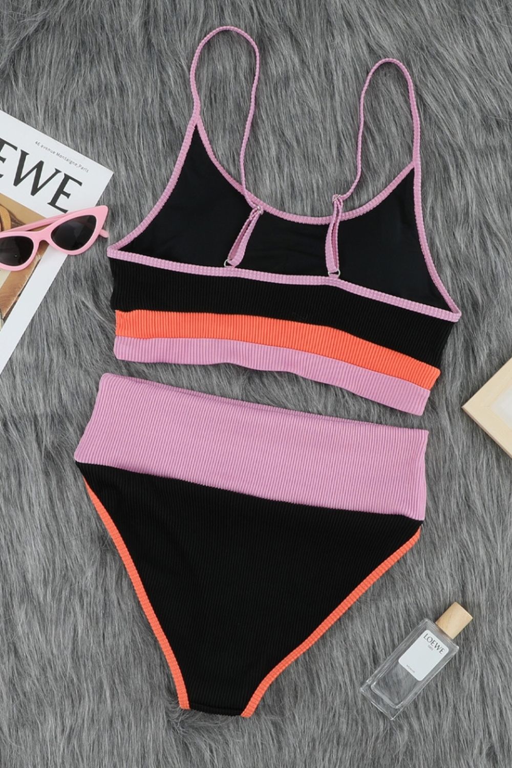 High-Waisted Sling Striped Bikini