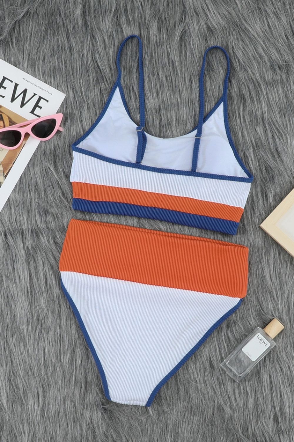 High-Waisted Sling Striped Bikini