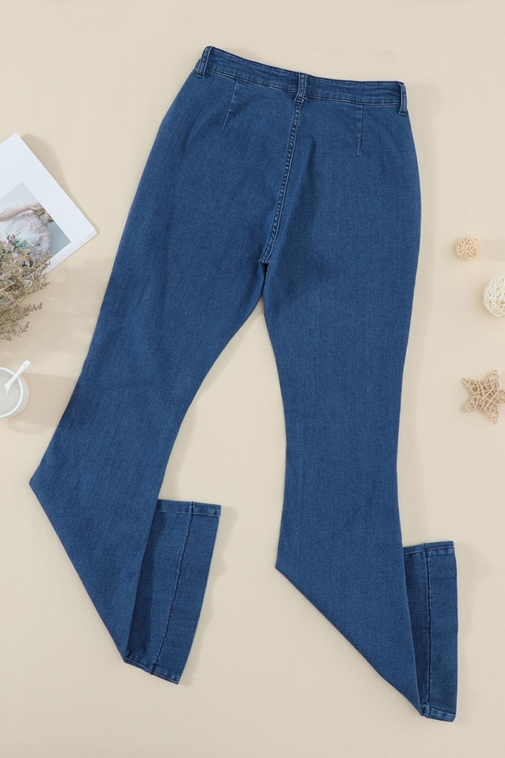 Washed Straight-Leg Bootcut Jeans