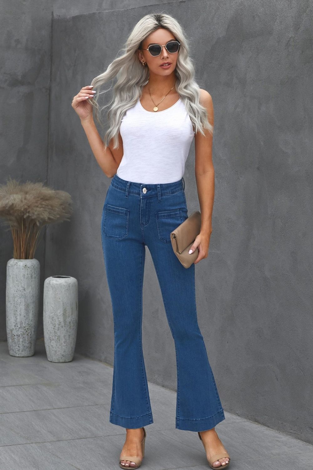 Washed Straight-Leg Bootcut Jeans