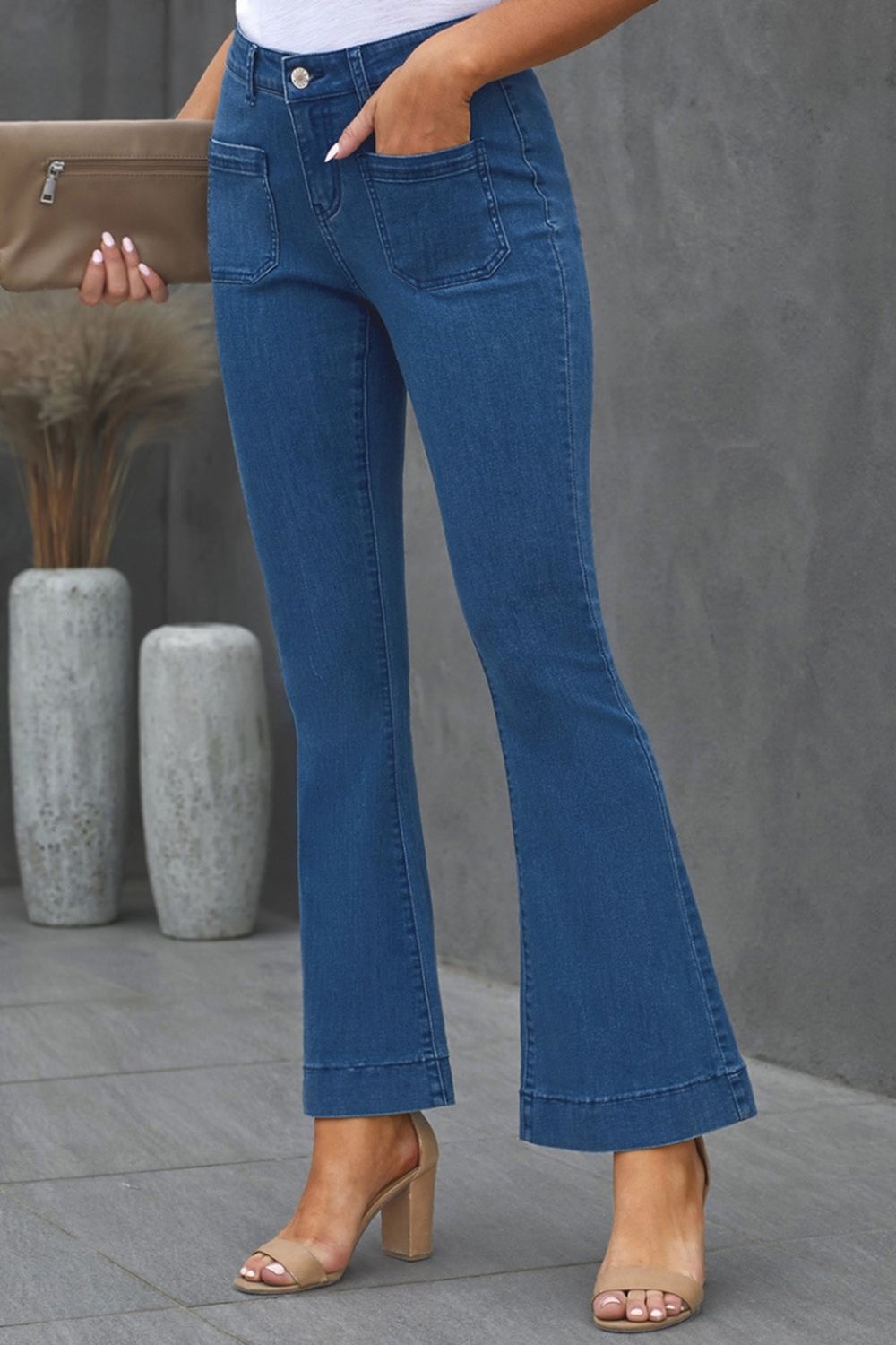 Washed Straight-Leg Bootcut Jeans