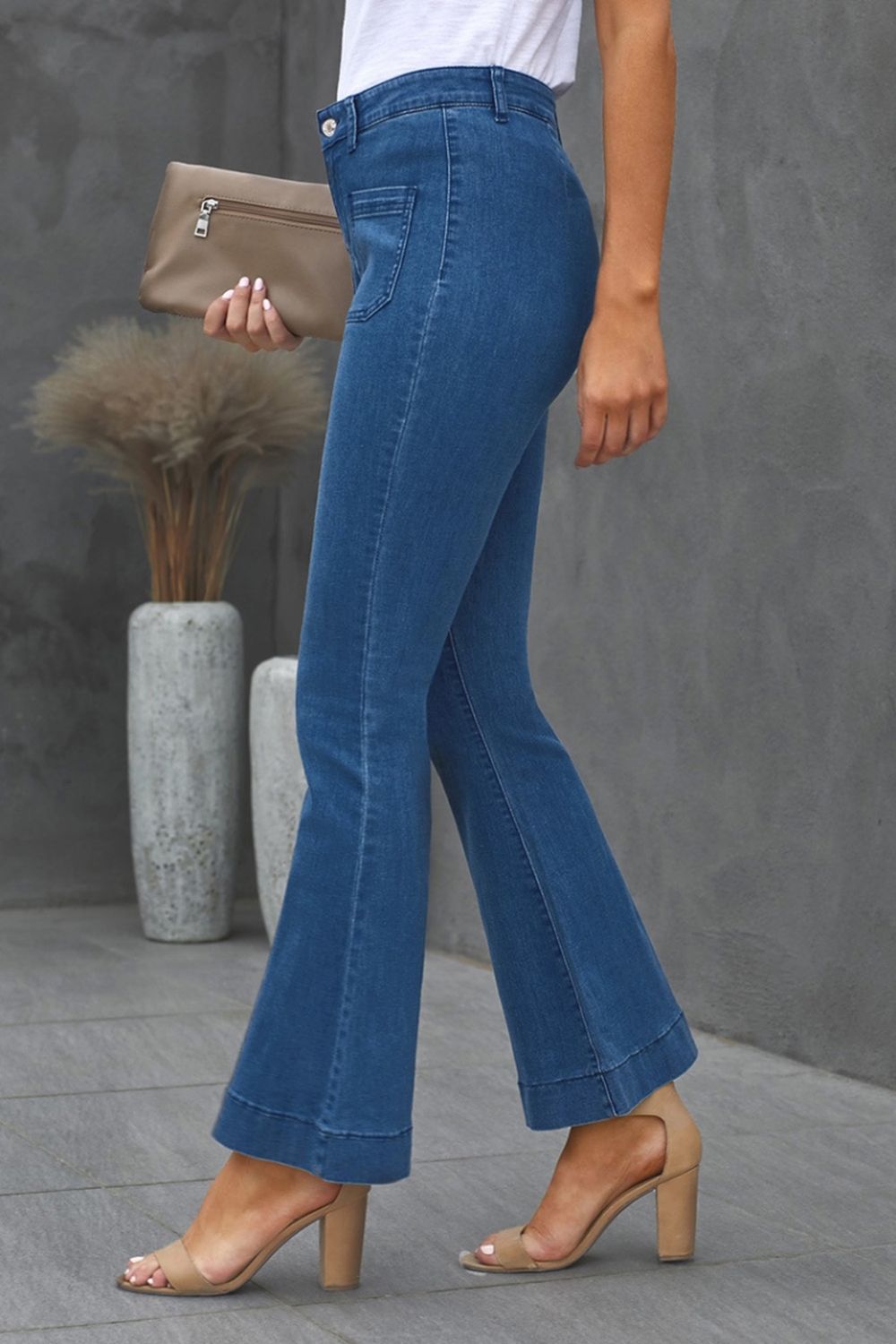 Washed Straight-Leg Bootcut Jeans