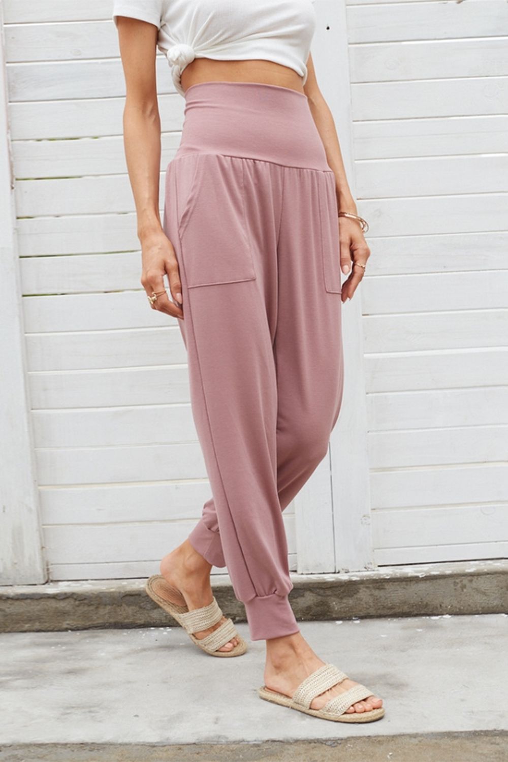 Solid Color Knitted Pants