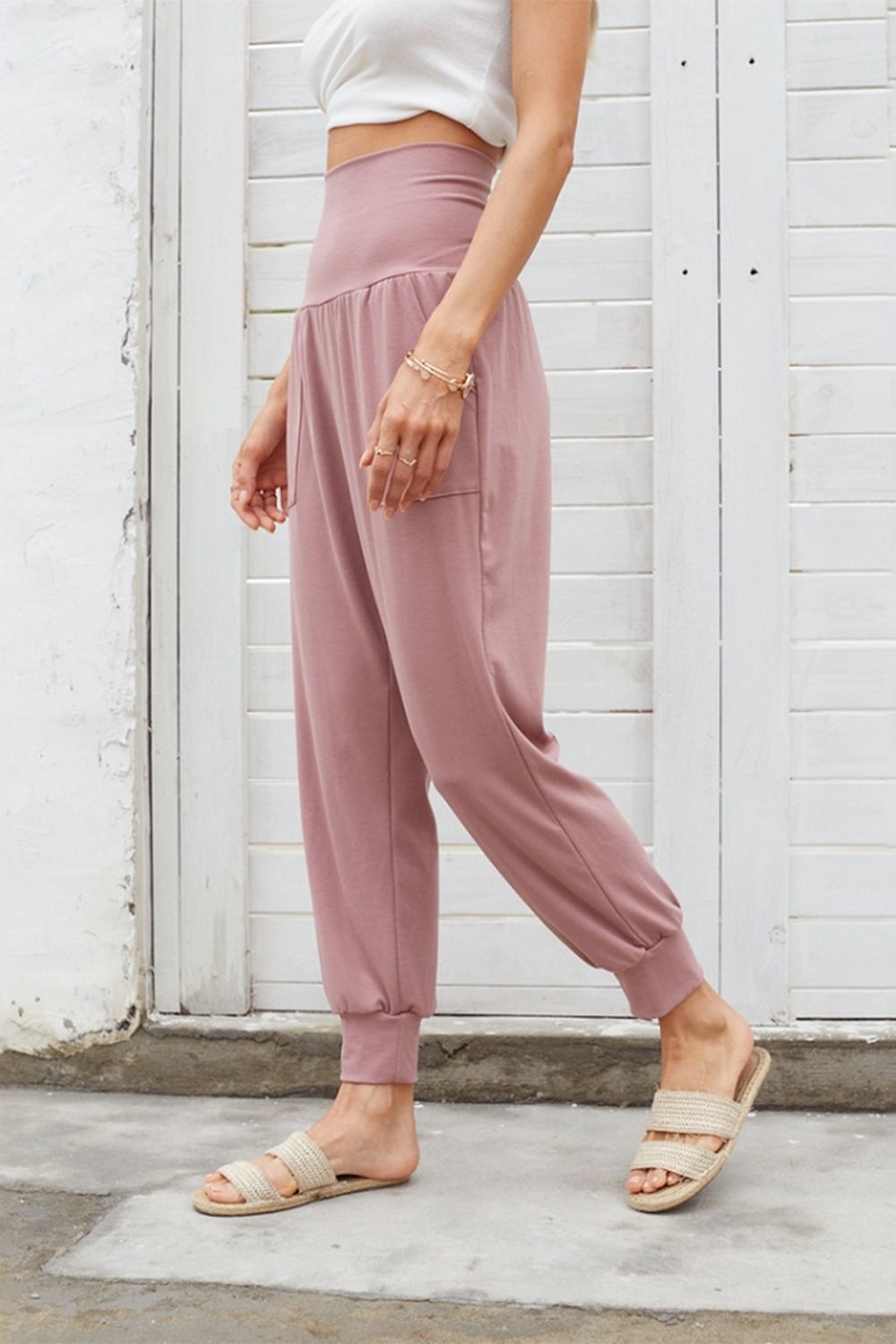 Solid Color Knitted Pants