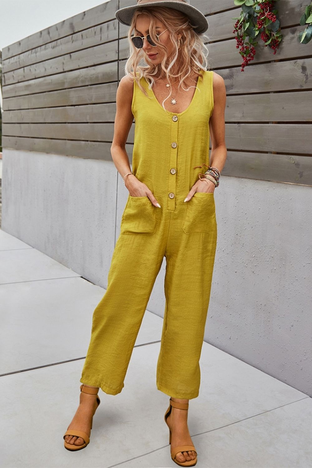 Pocket Solid Color Jumpsuit