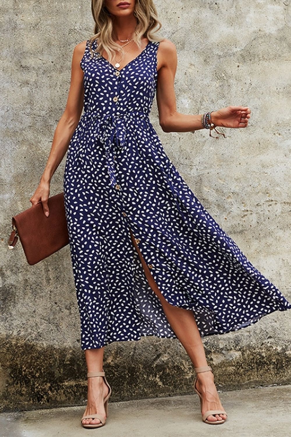 Polka Dot Sling Maxi Dress