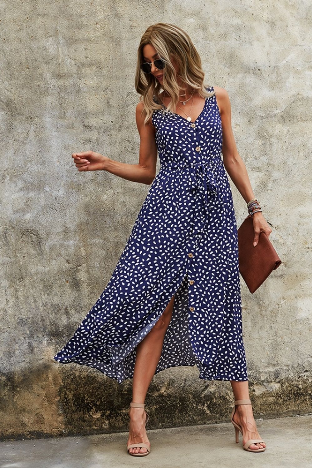 Polka Dot Sling Maxi Dress