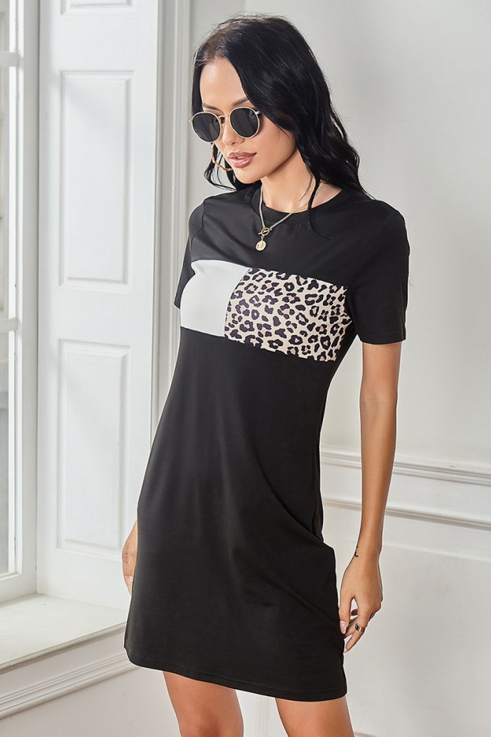 Leopard Print Patchwork dress