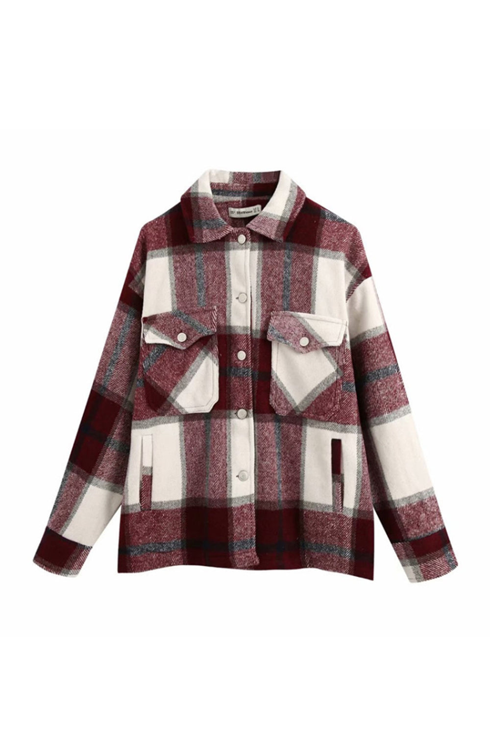 Loose Tweed Plaid Shirt Coat