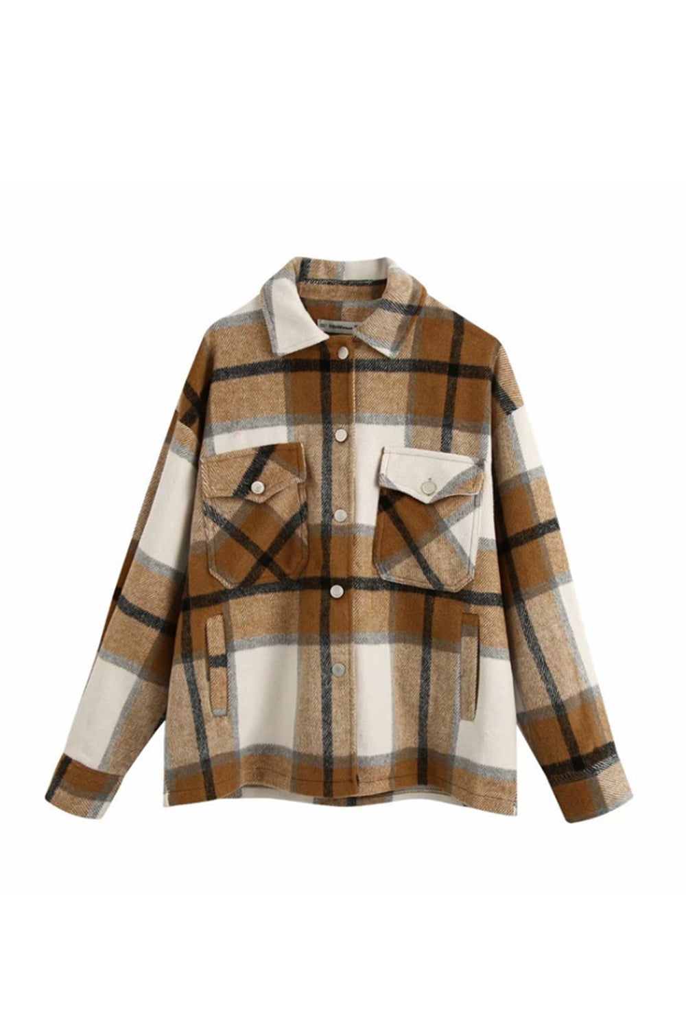 Loose Tweed Plaid Shirt Coat