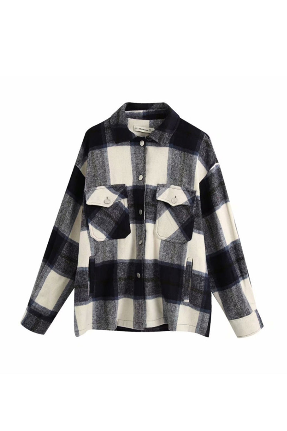 Loose Tweed Plaid Shirt Coat