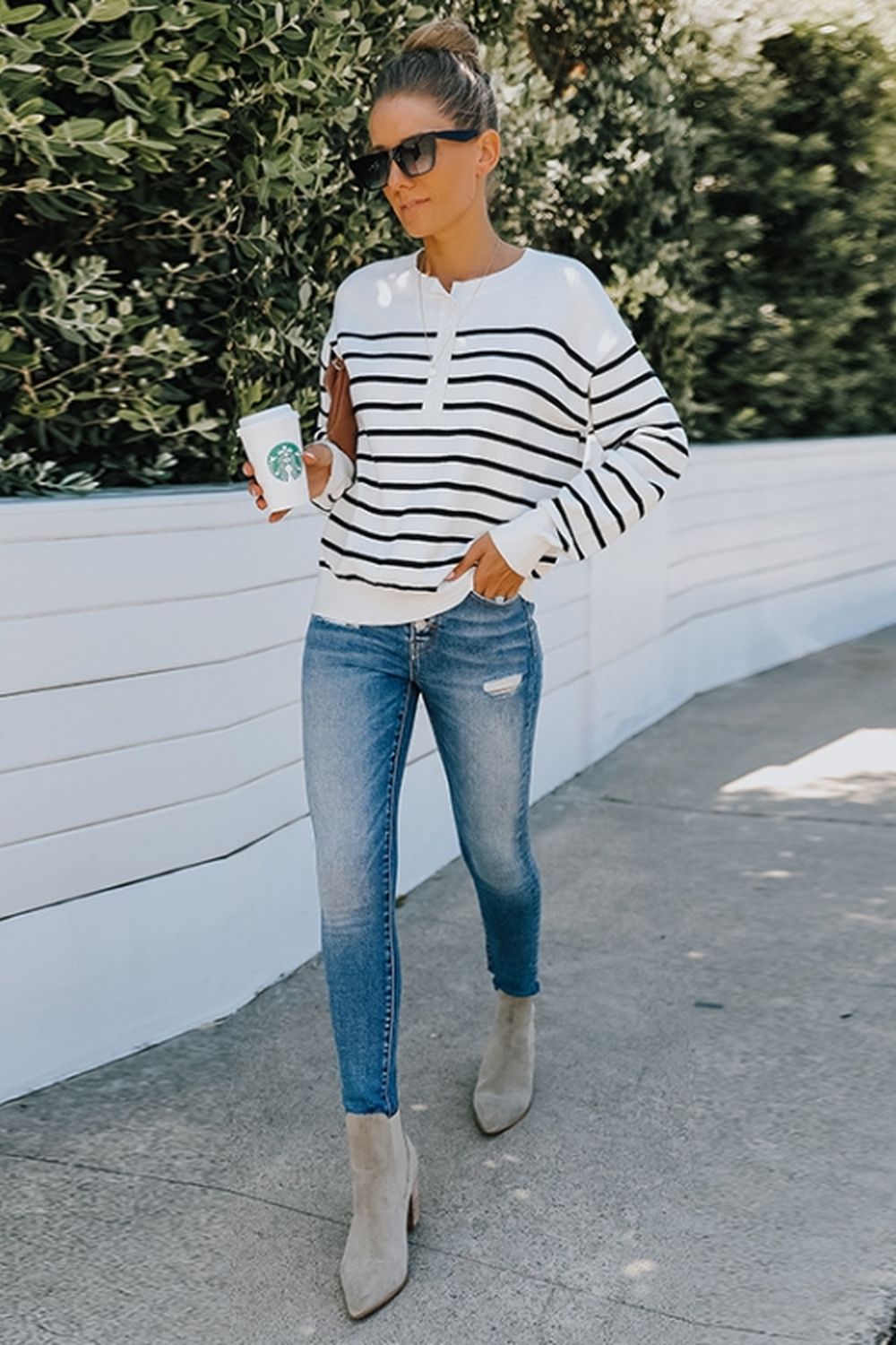 Long-Sleeved Striped Sweater