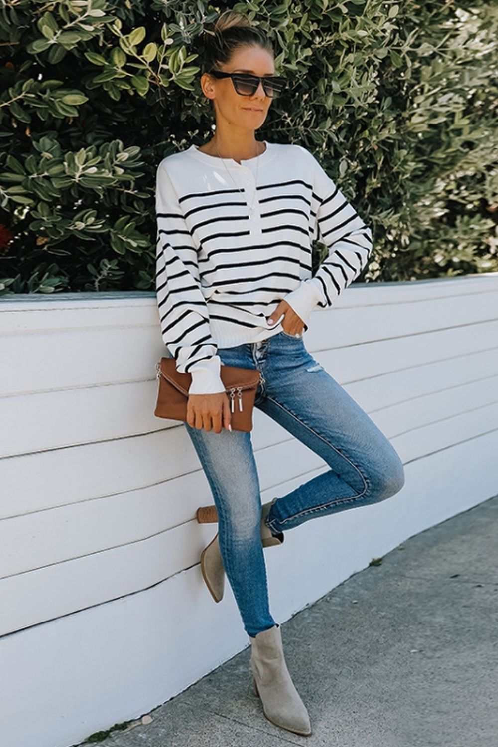 Long-Sleeved Striped Sweater