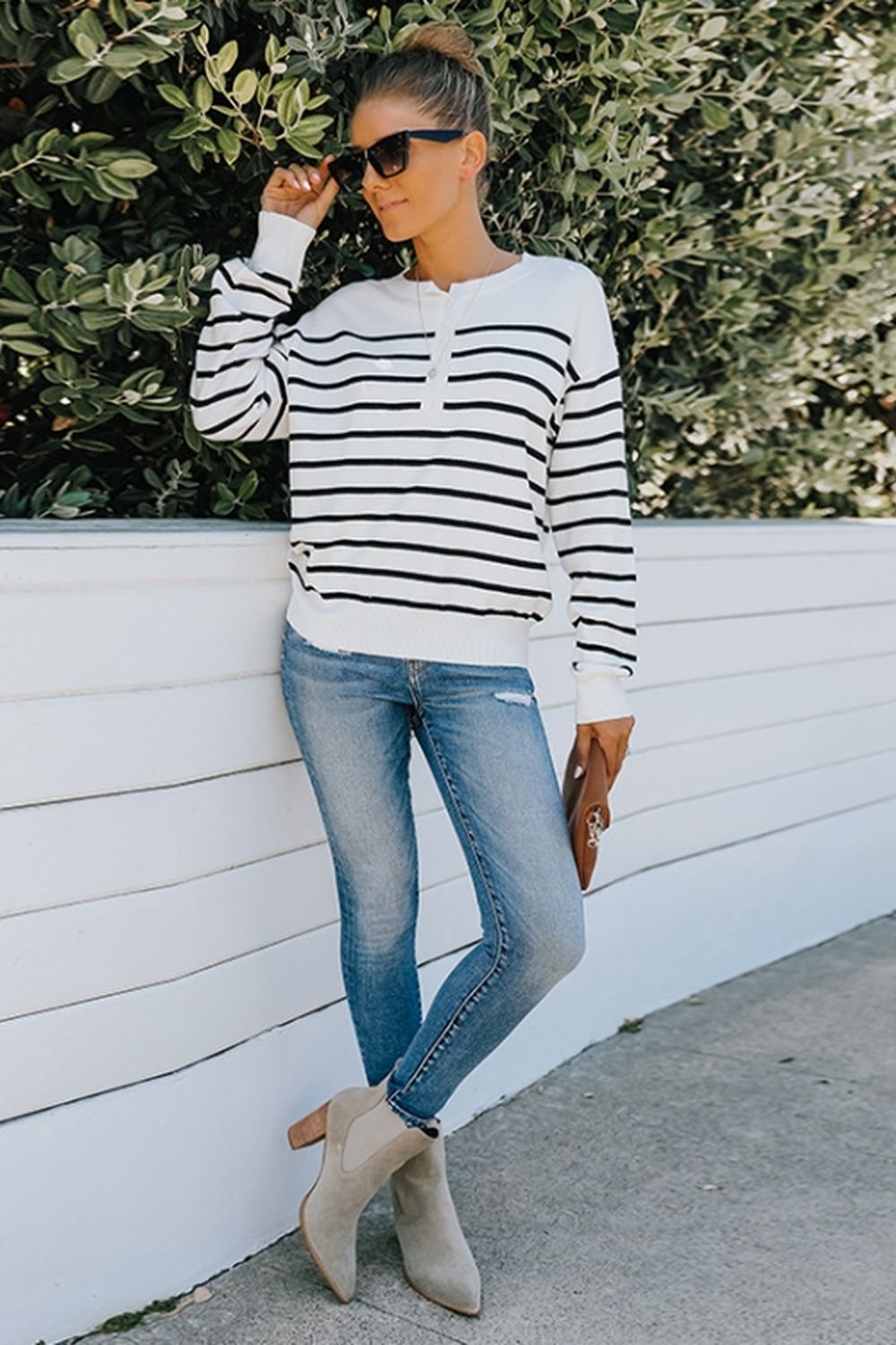 Long-Sleeved Striped Sweater