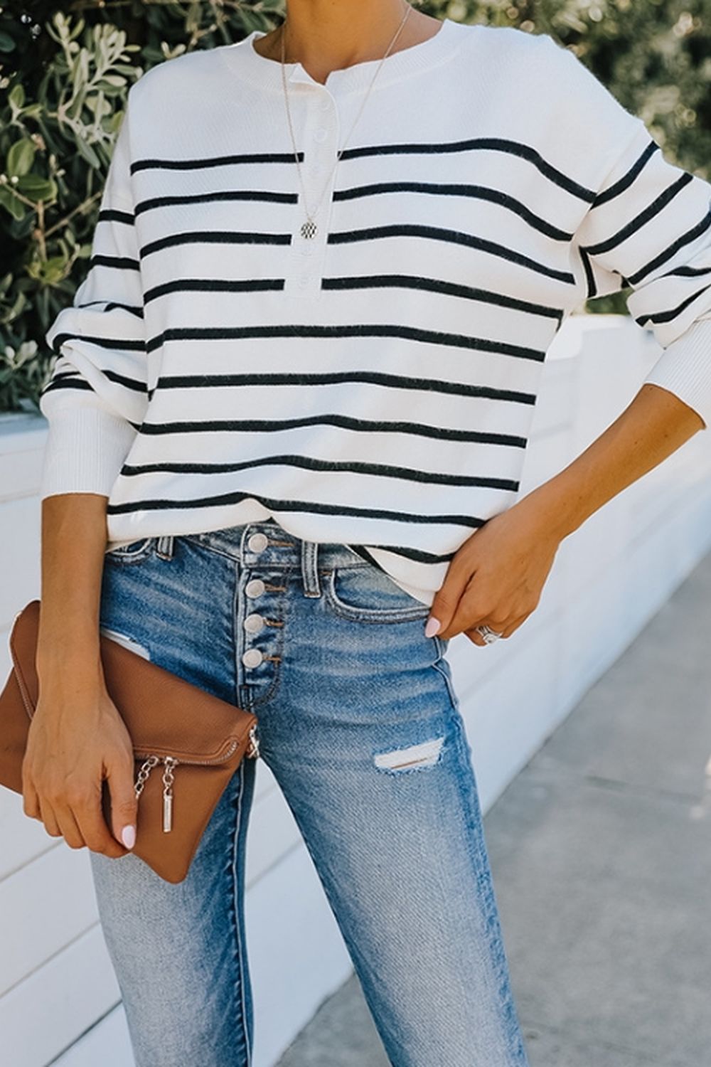 Long-Sleeved Striped Sweater